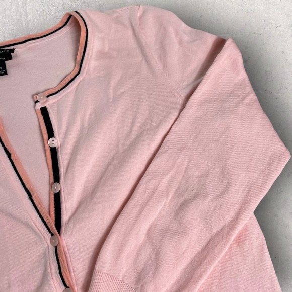 Talbots Pima Cotton Pink Button Up with Pockets Cardigan Sweater Small - Picture 3 of 7